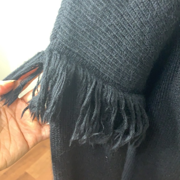 TORY BURCH BRISTOL FRINGE SLEEVE WOOL SWEATER SZ S  BLACK - Picture 7 of 10